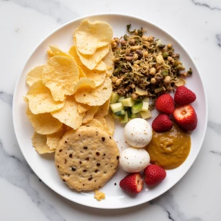 Contrast between junk food and nutrient-rich Indian plate representing India’s double burden of malnutrition.