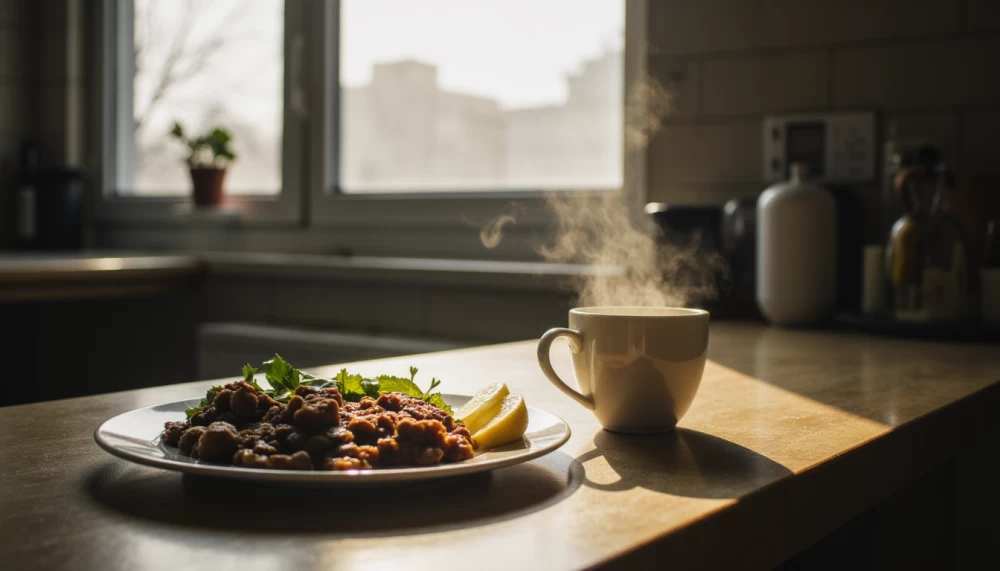 Vitamin C fruits with reminder to separate tea from meals for iron absorption.