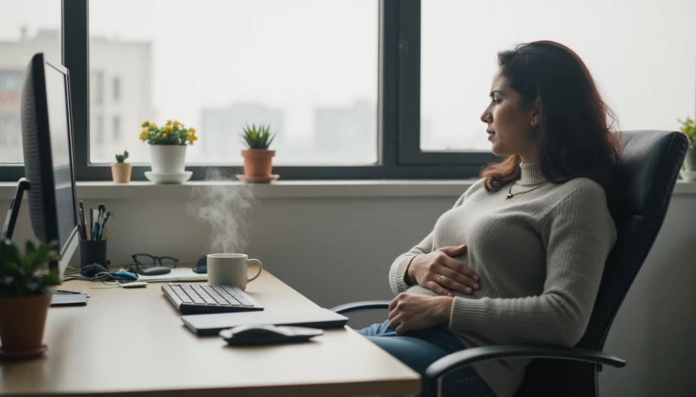 GERD-friendly Indian winter dinner plate with khichdi and warm water.