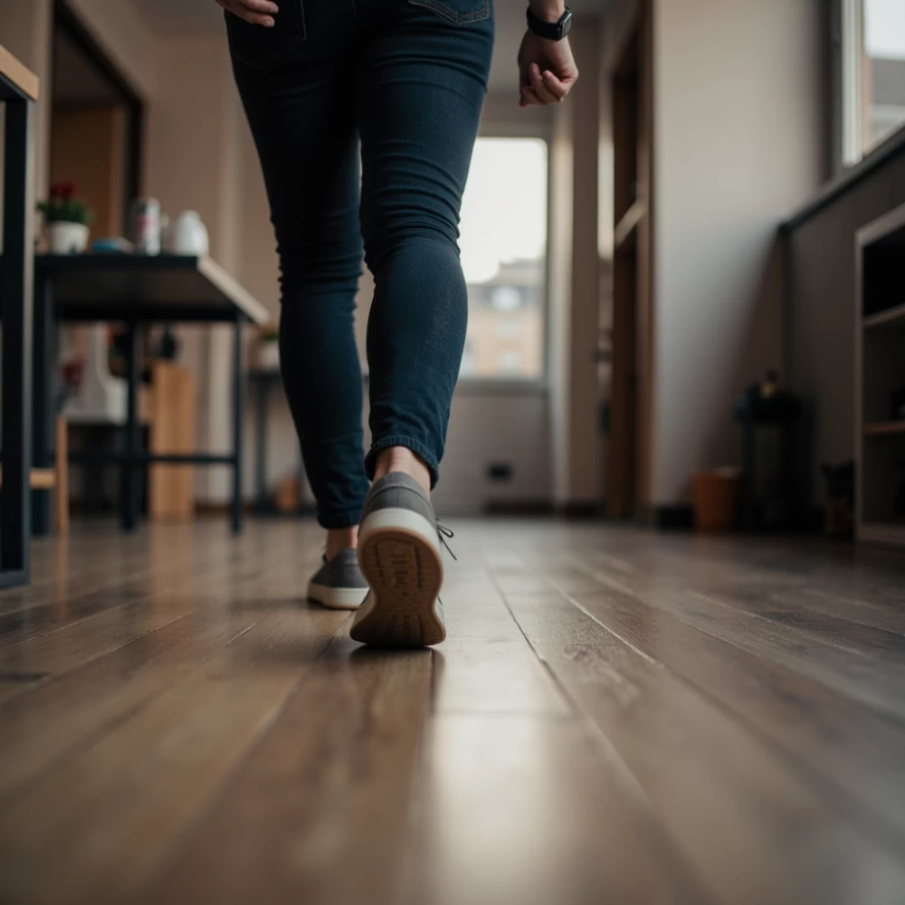 Indoor post meal walking with step tracking for better metabolic health.