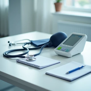 hypertension in young adults shown with digital blood pressure monitor and stethoscope
