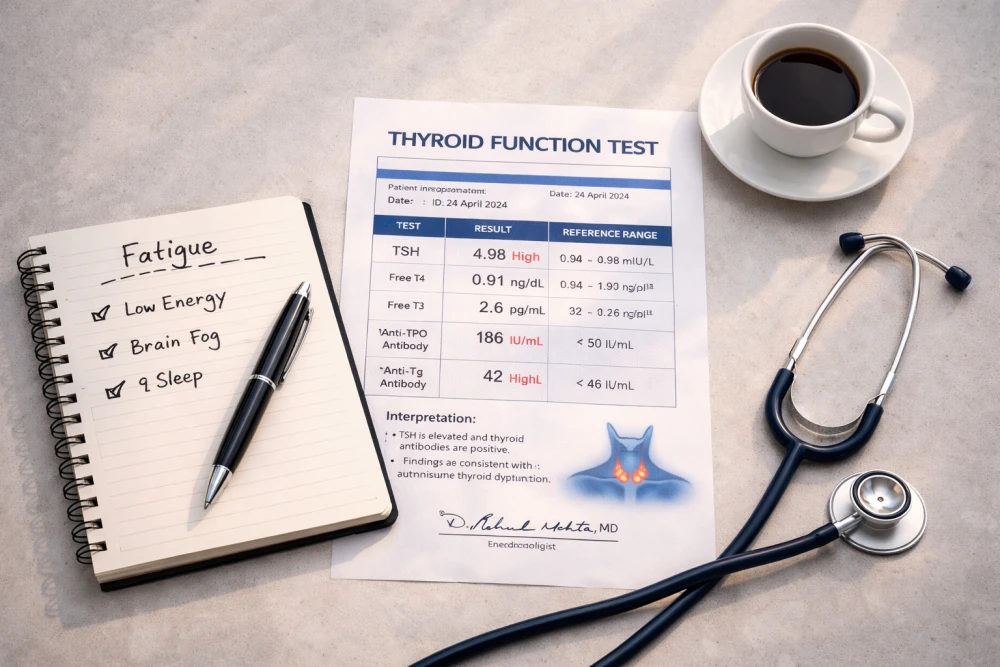 thyroid fatigue and mood changes with low energy and mental health concept