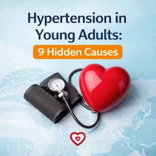 hypertension in young adults shown with digital blood pressure monitor and stethoscope