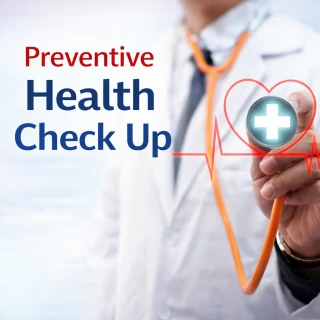 preventive health check up showing lab reports and stethoscope on clinic desk