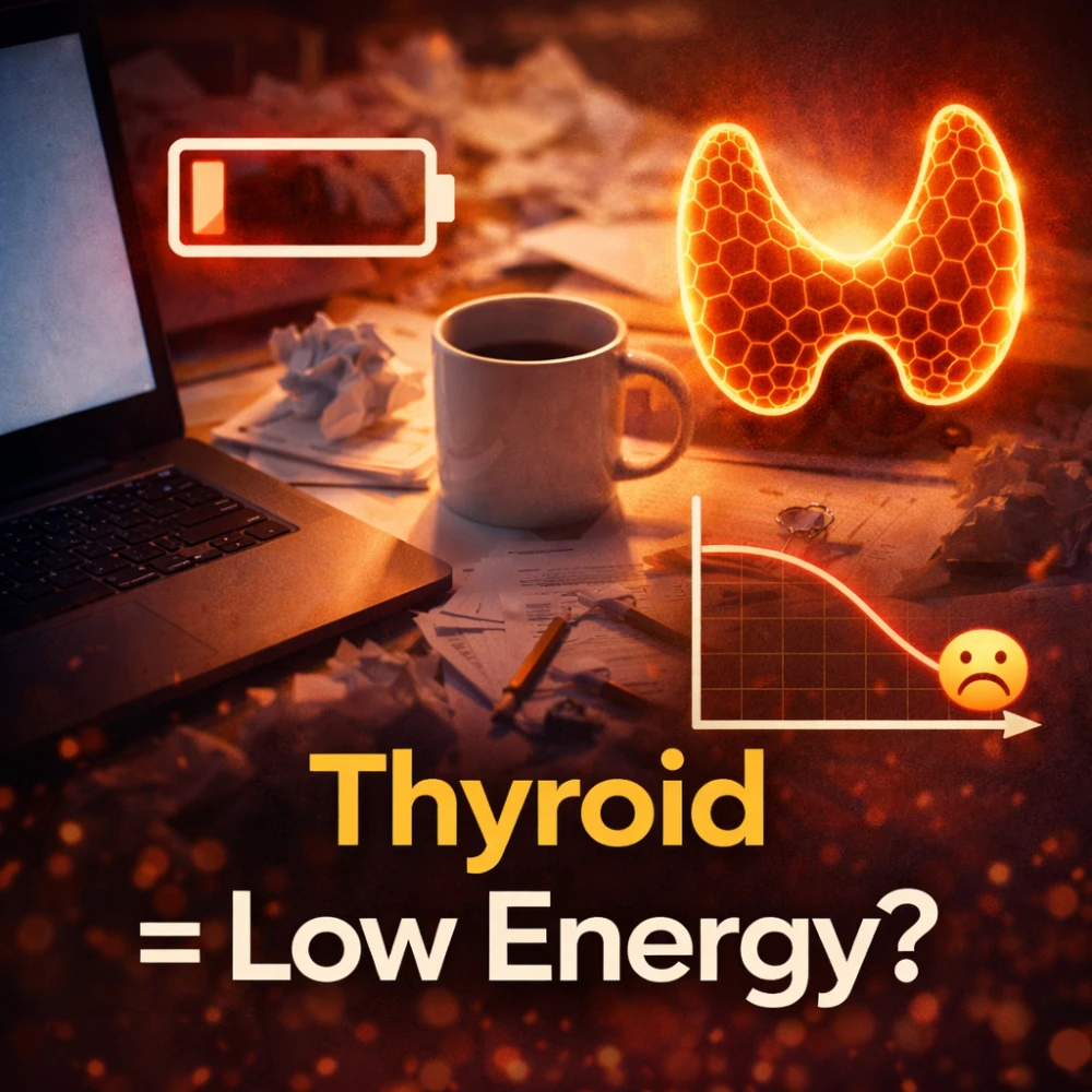 thyroid fatigue and mood changes with low energy and mental health concept