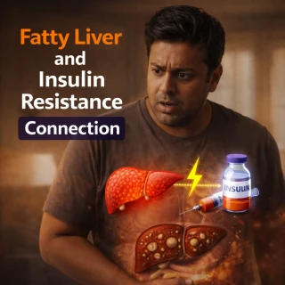 fatty liver insulin resistance connection concept with liver and belly fat