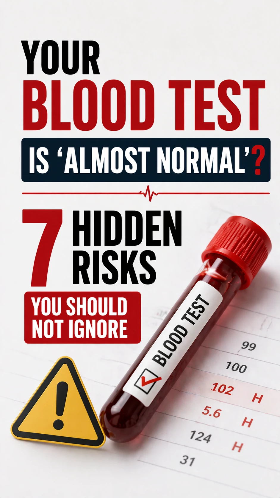 minor abnormal blood test results ignored with highlighted borderline values and warning signs