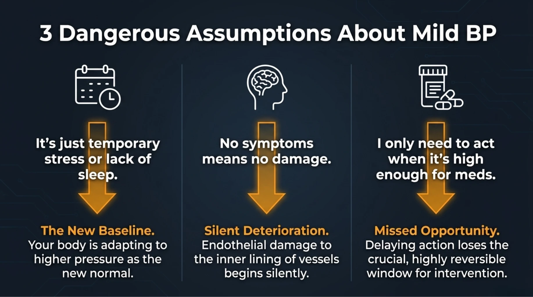Common myths about mild blood pressure showing silent vascular damage despite no symptoms