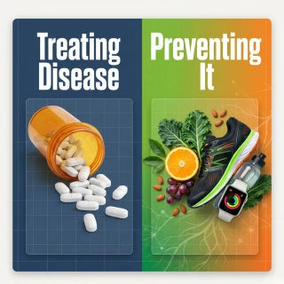 Treating disease with medication versus preventing it through lifestyle habits like diet, exercise, and activity