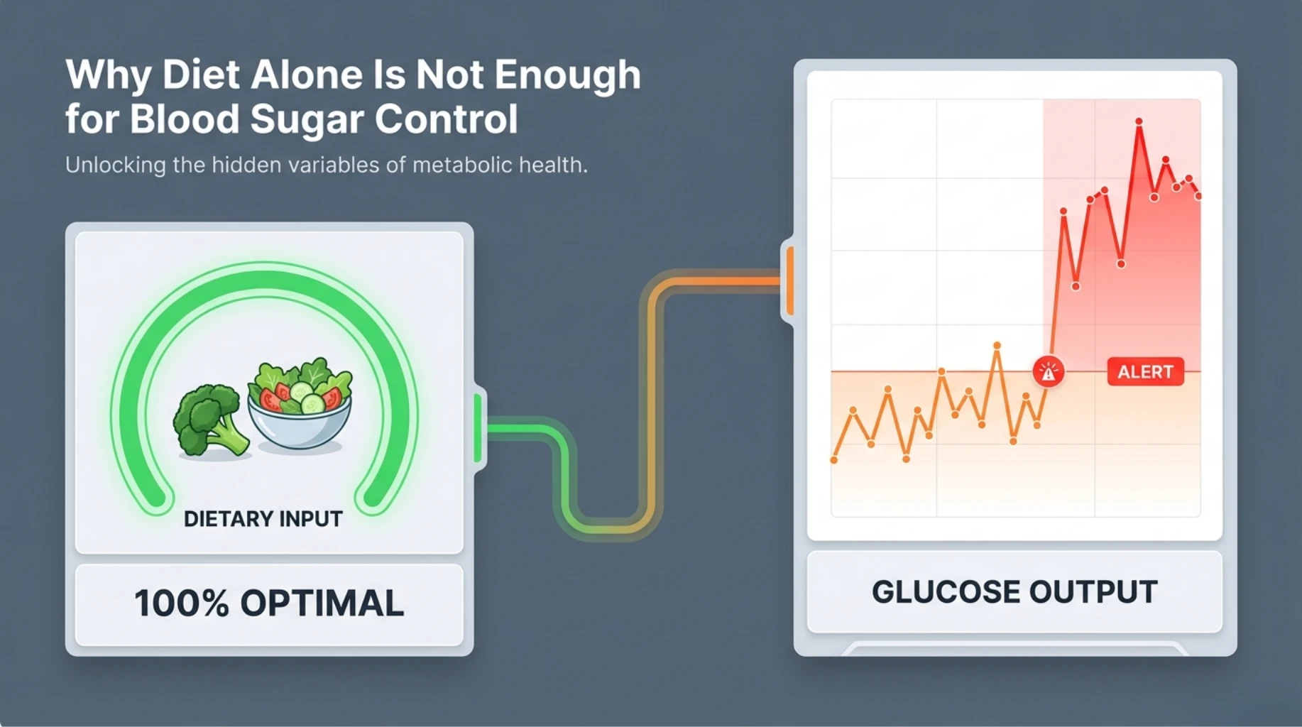 Diet alone is not enough for blood sugar control showing glucose fluctuations despite healthy eating