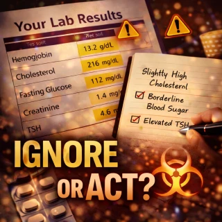 minor abnormal blood test results ignored with highlighted borderline values and warning signs
