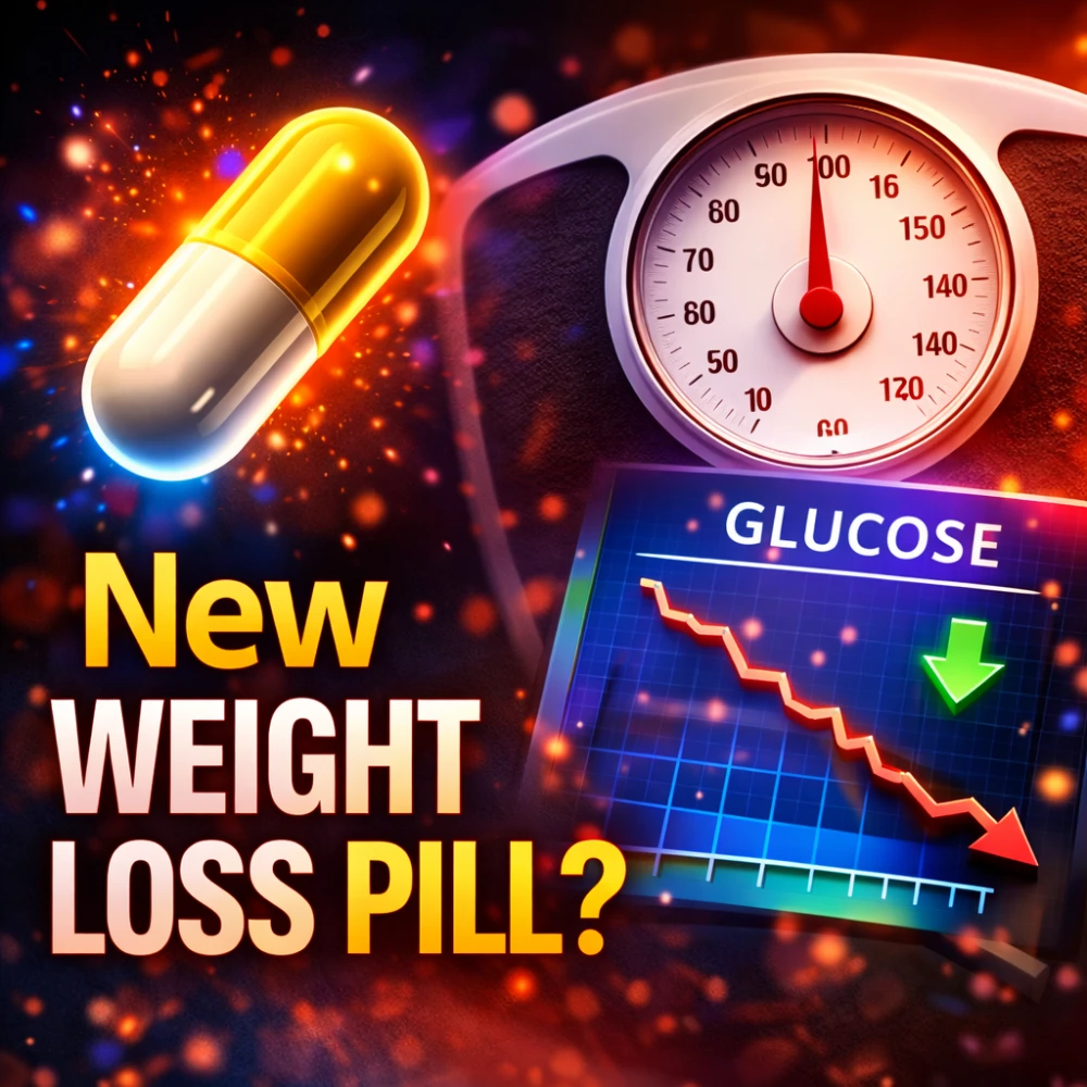 Foundayo weight loss pill with colorful design showing weight loss and medical concept