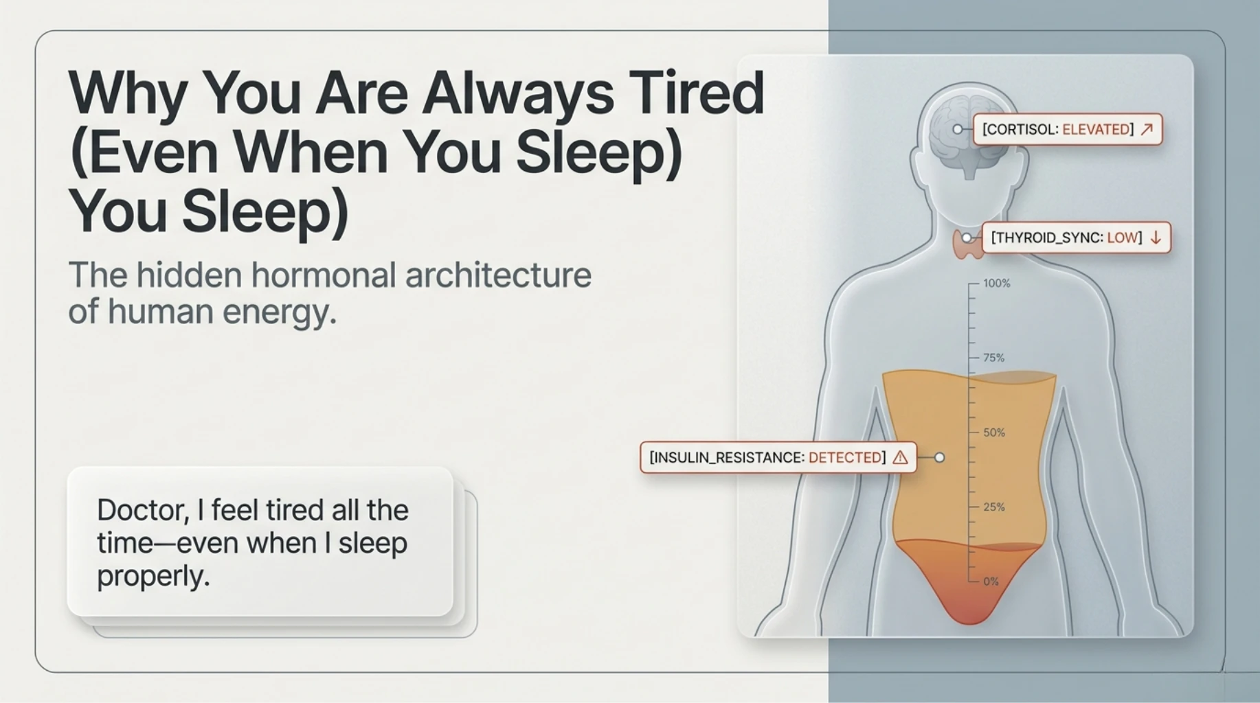 Persistent fatigue despite adequate sleep linked to hormonal imbalance, cortisol disruption, and insulin resistance