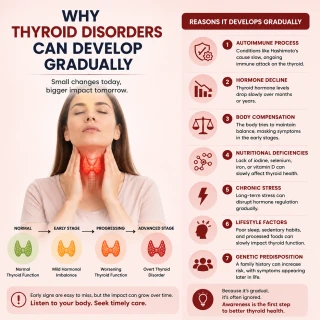 thyroid disorders develop gradually
