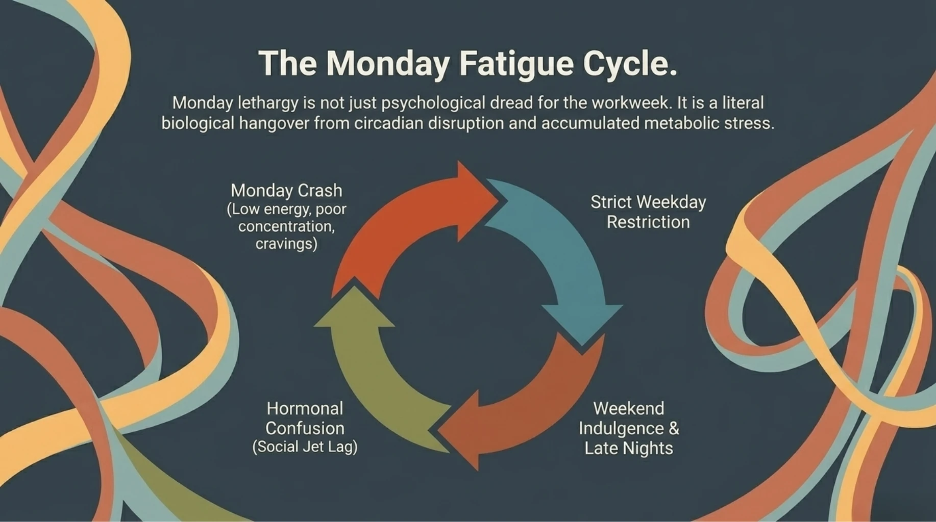 Comparison chart of metabolic lifestyle patterns, including the strict restrictor, weekend indulger, and rhythmic adapter approaches to health and energy.
