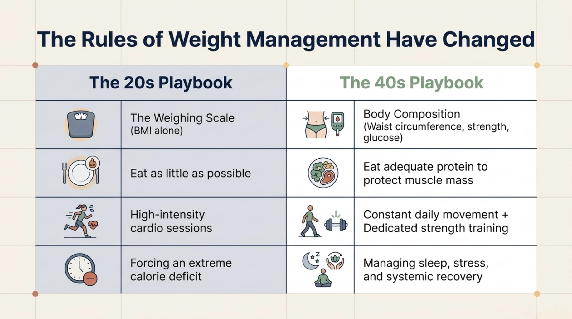 Comparison of muscle and body-fat changes during midlife
