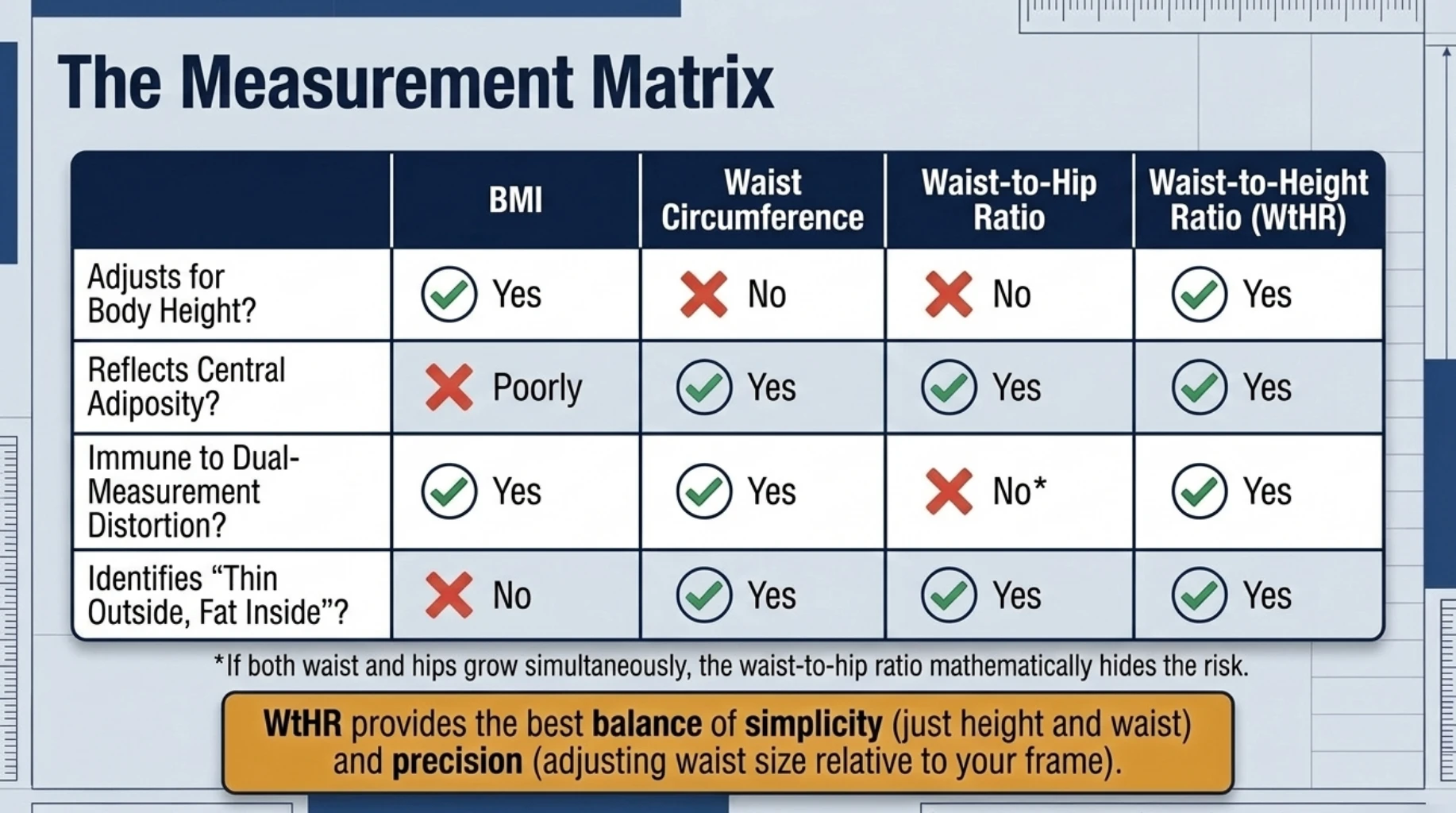 Comparison of BMI, waist circumference, waist-to-hip ratio and waist-to-height ratio for assessing central obesity and body size