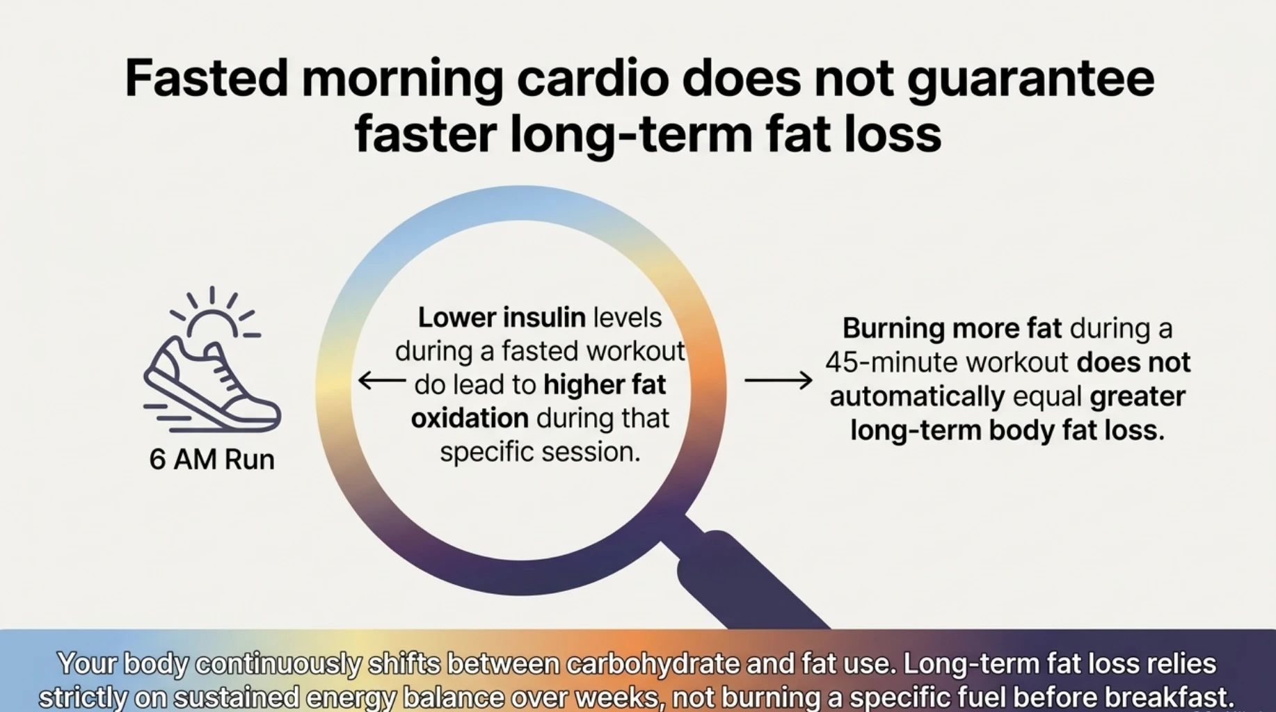 Fasted morning cardio may increase fat oxidation during exercise but does not automatically produce greater long-term body fat loss