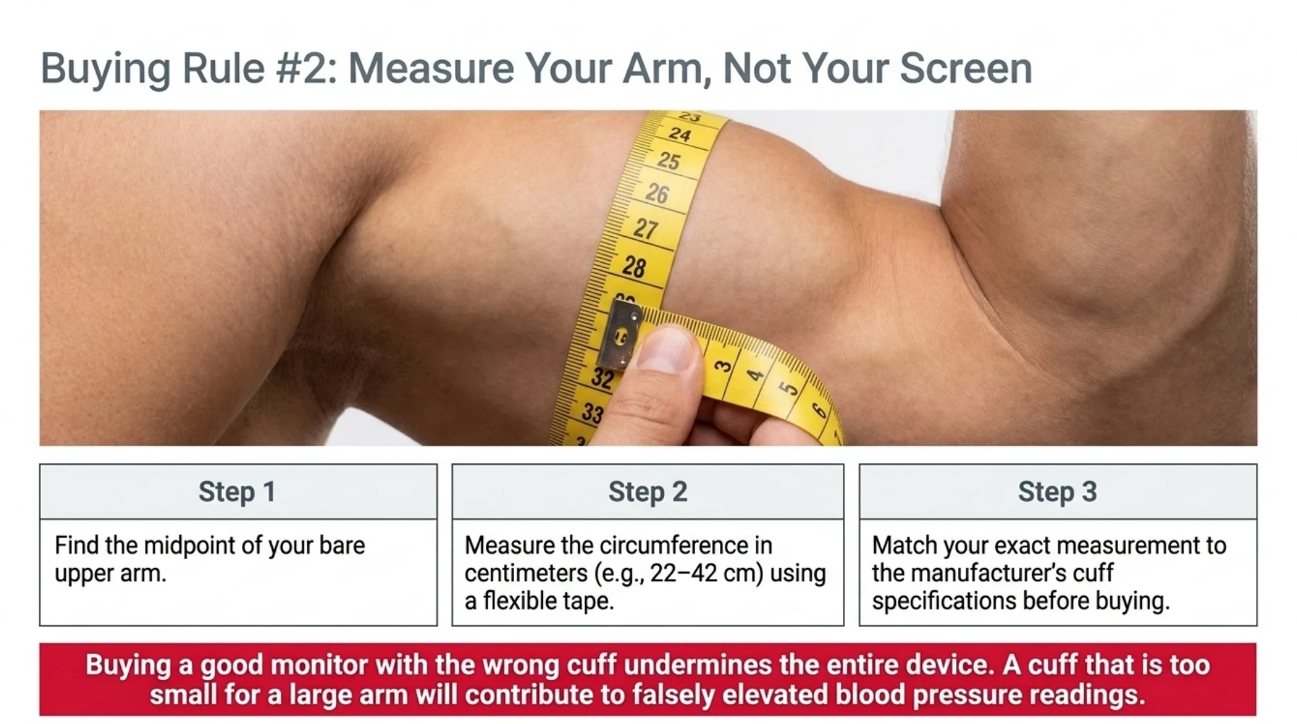 Measuring upper-arm circumference to choose the correct blood pressure cuff size and reduce inaccurate home blood pressure readings