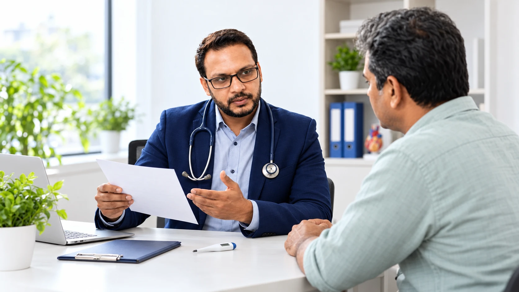 Temperature and associated symptoms being reviewed during a fever consultation