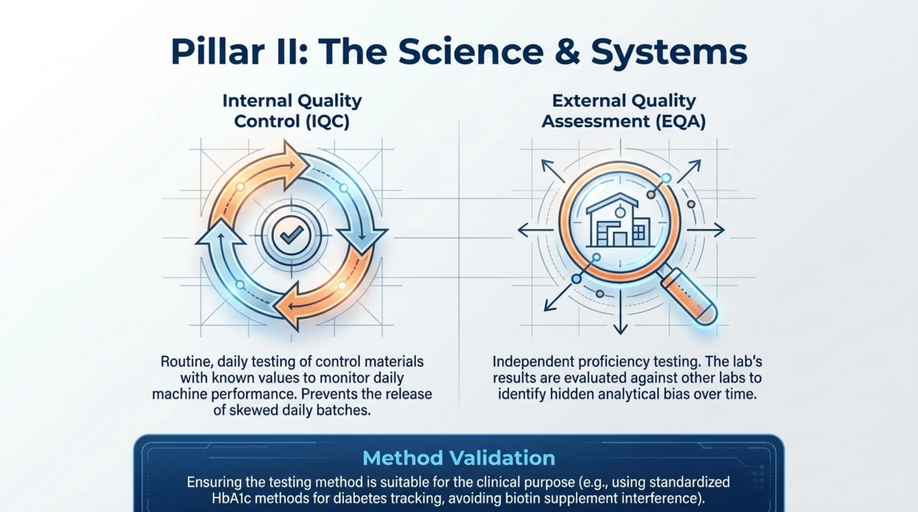 Comparison of NABL laboratory accreditation and professional supervision, explaining the importance of verified accreditation scope, qualified laboratory personnel and authorized test reports