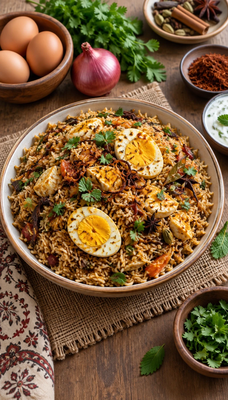 Egg Biryani-Style Brown Rice