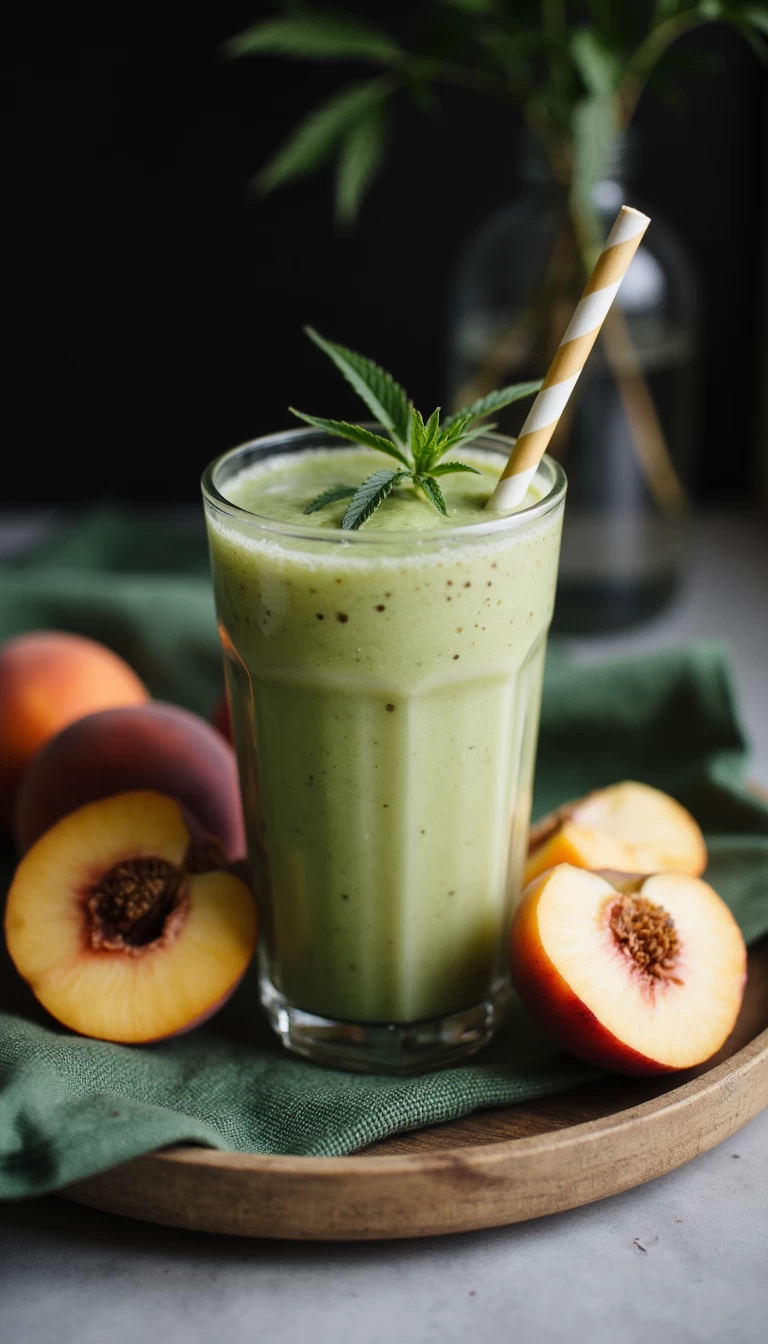 Hemp and peach green smoothie