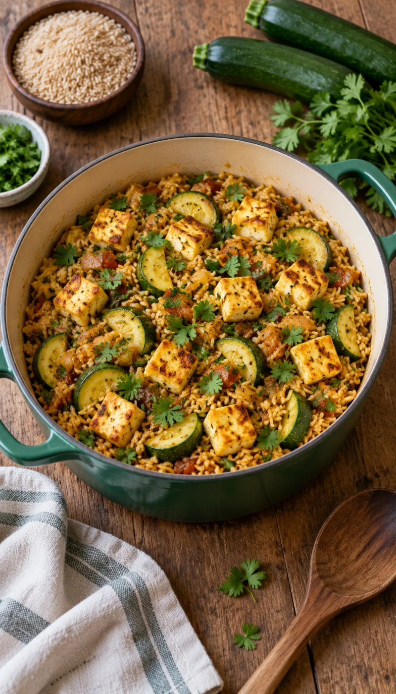One-Pot Zucchini Paneer Brown Rice