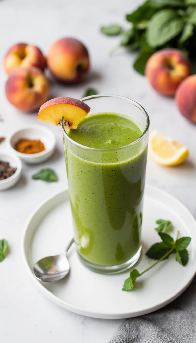 Spinach and peach green smoothie