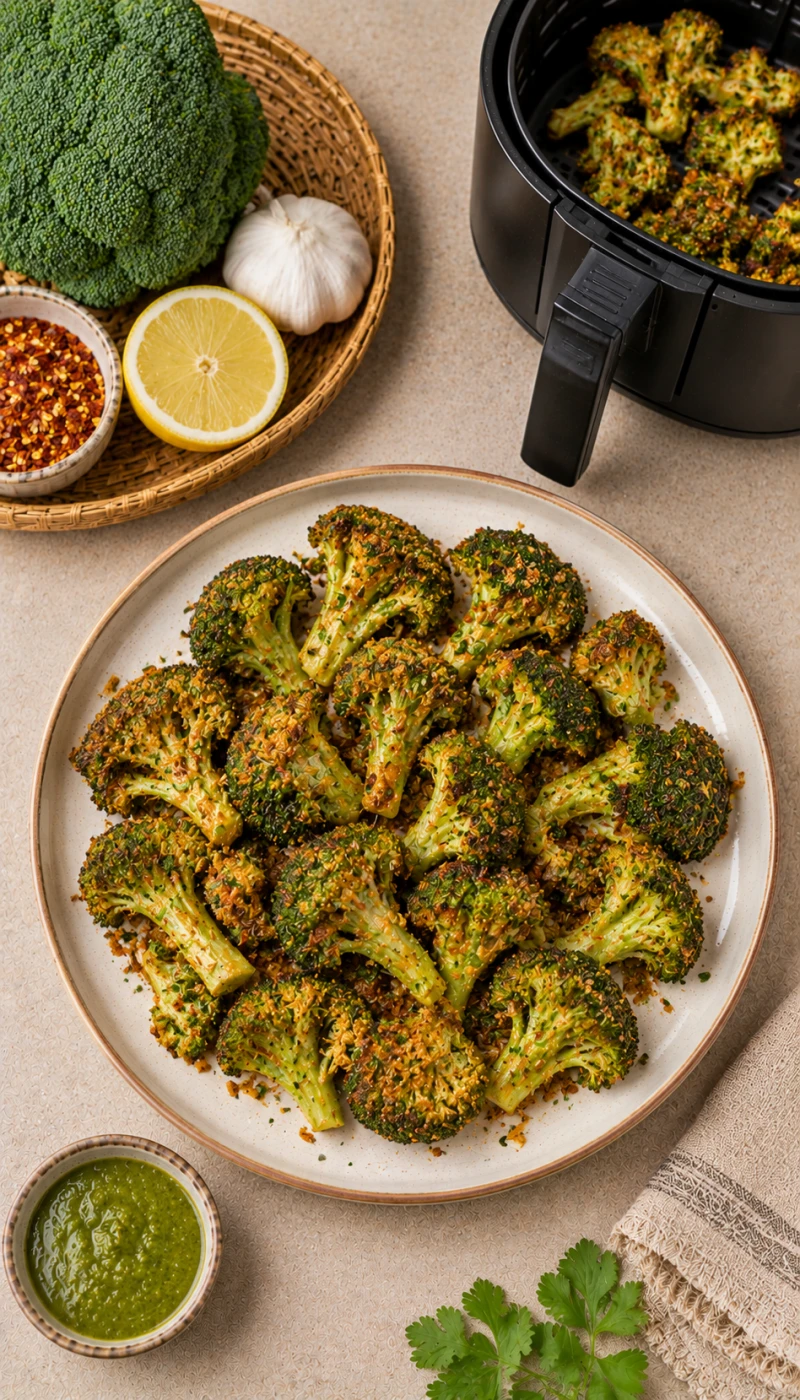 Air Fryer Broccoli Crunch (Low Oil, High Fiber)