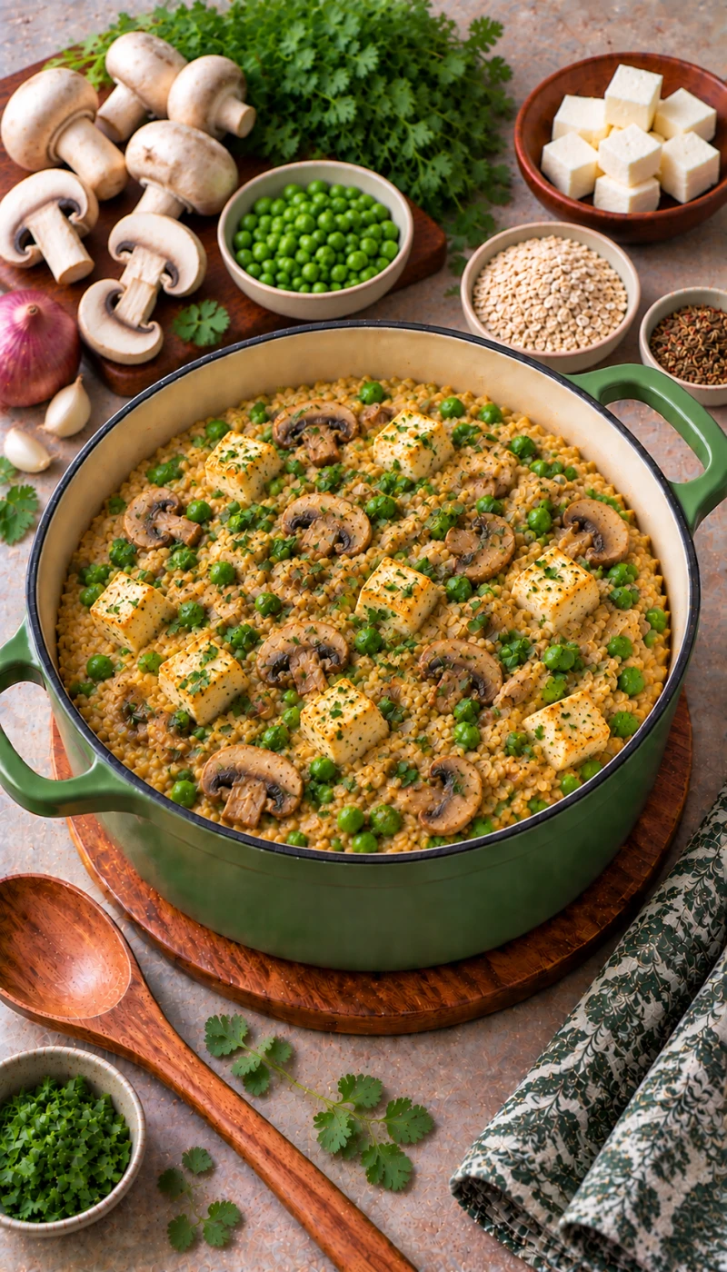 Mushroom and Green Peas Paneer Oats