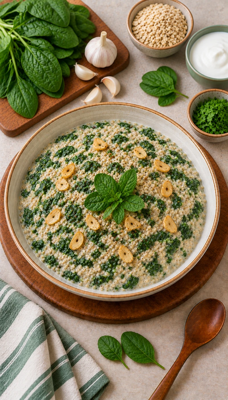 Spinach and Garlic Oats Curd Bowl