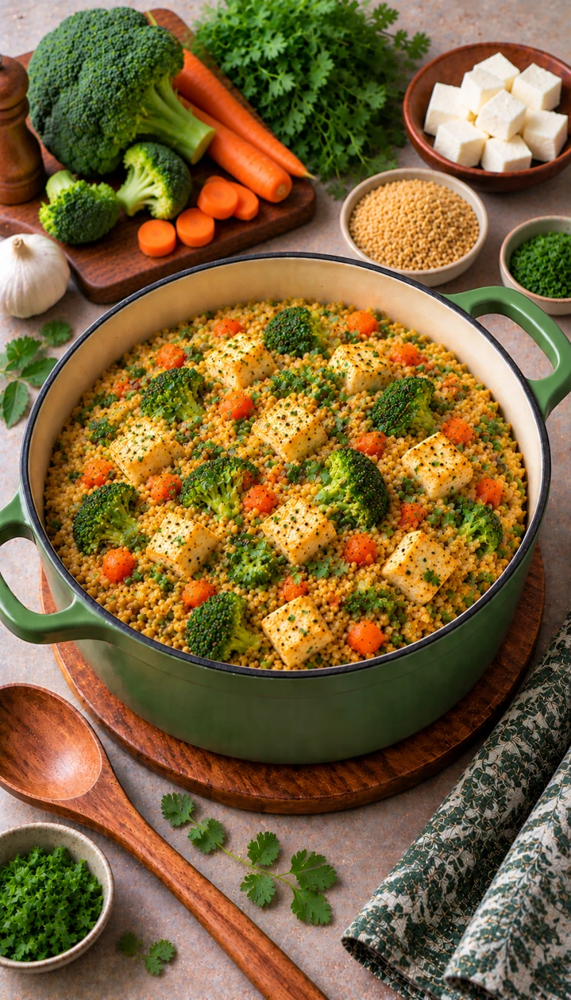 Broccoli and Carrot Paneer Dalia