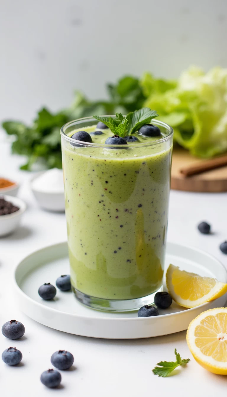 Lettuce and blueberries green smoothie