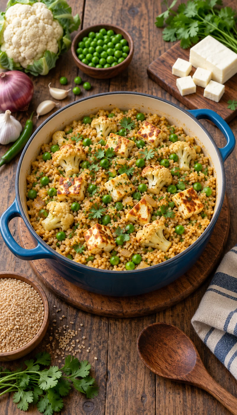Cauliflower and Peas Paneer Dalia