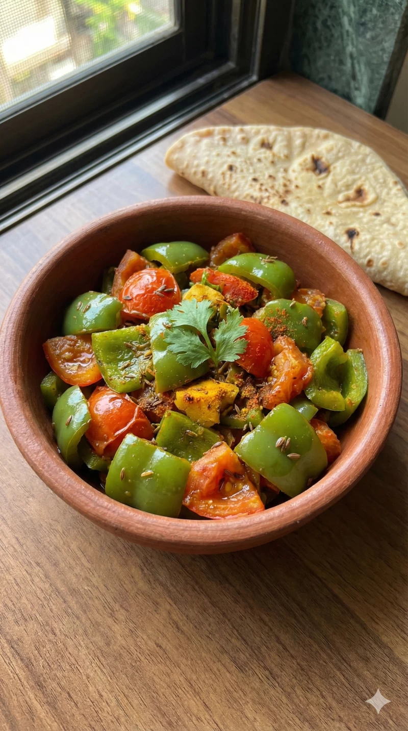 Capsicum Tomato Jeera Sabzi