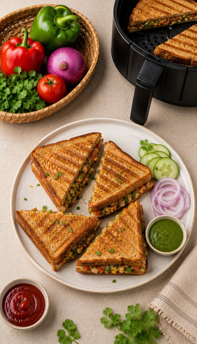Air Fryer Veg Sandwich Toast