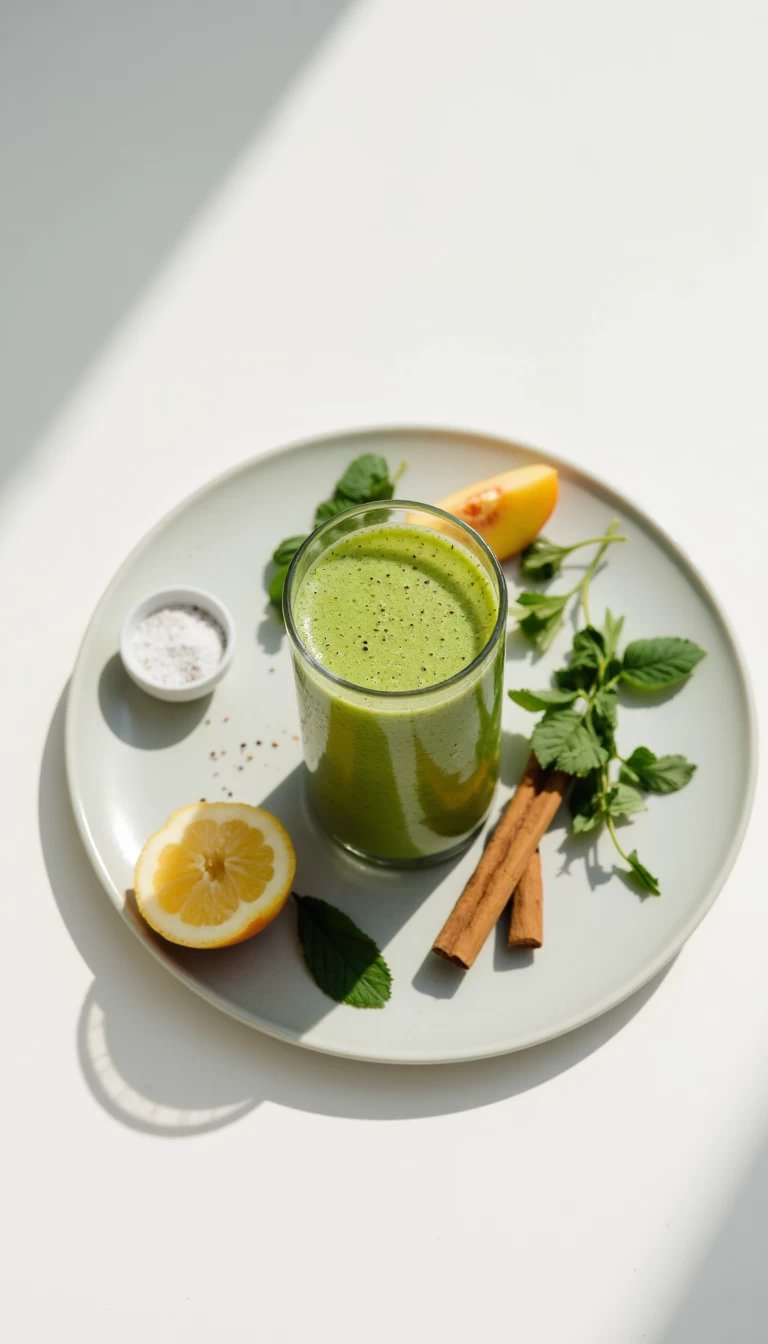 Peach and bathua green smoothie