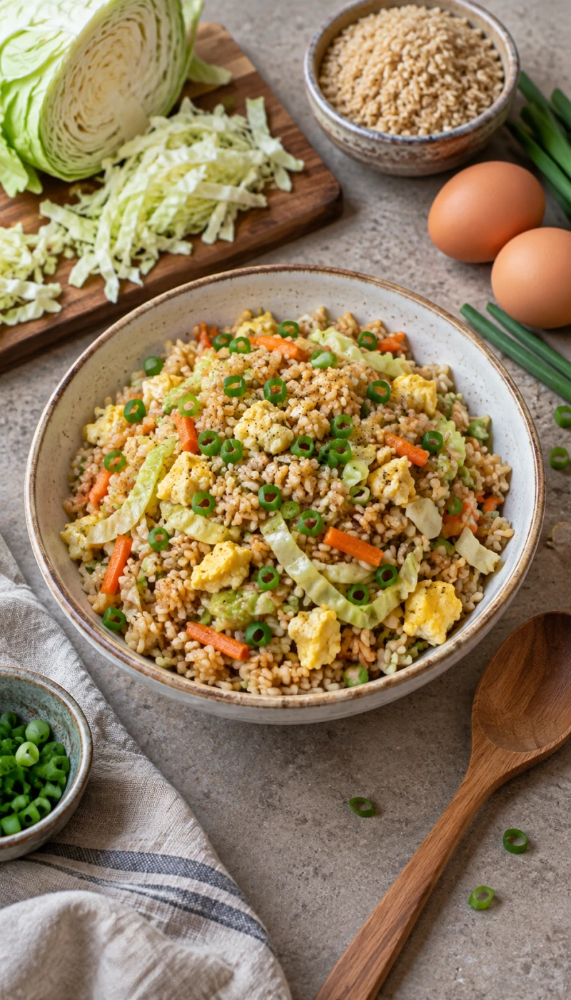 Cabbage and Egg Brown Rice Stir-Fry
