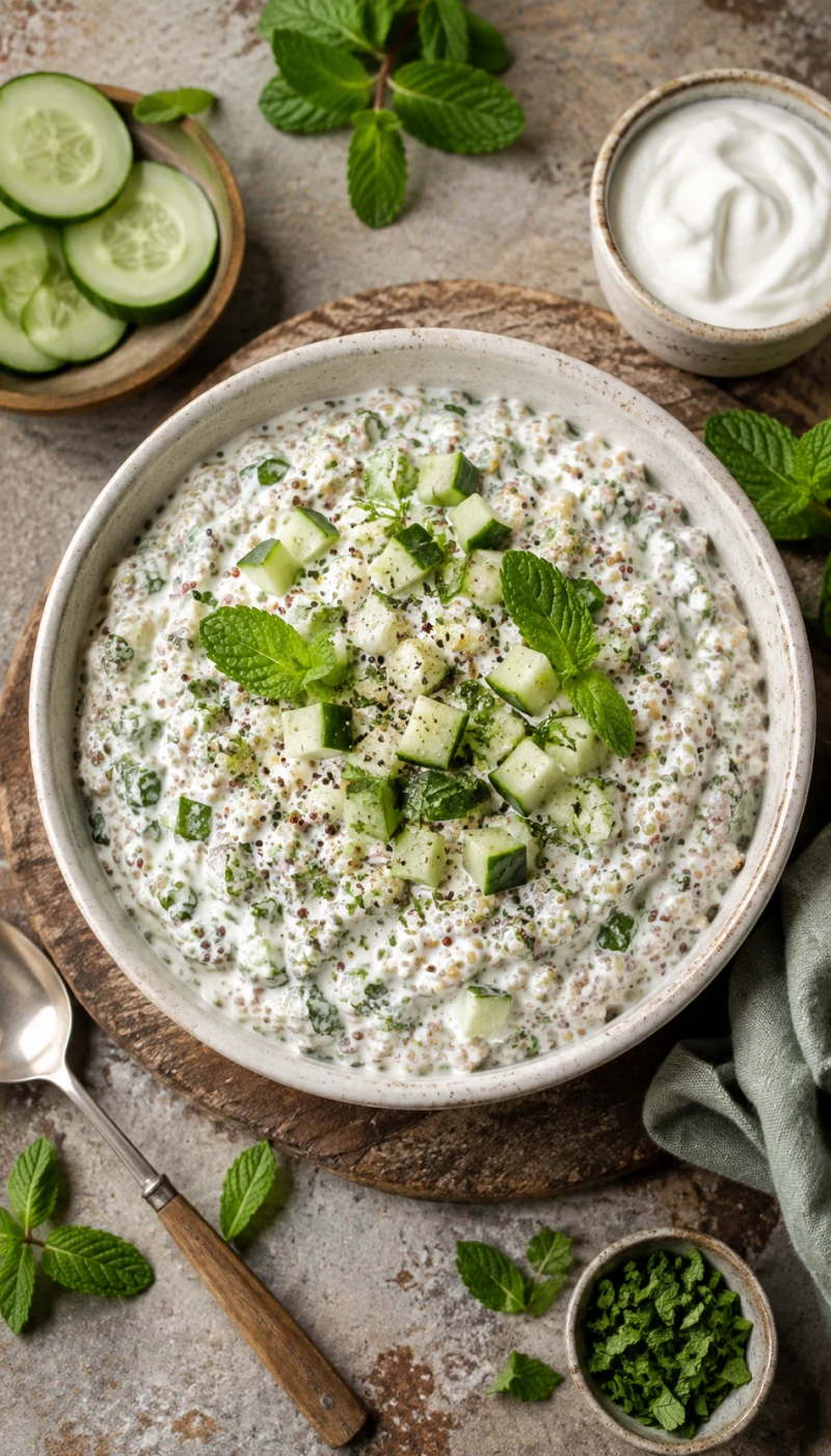 Cucumber and Mint Quinoa Curd Bowl