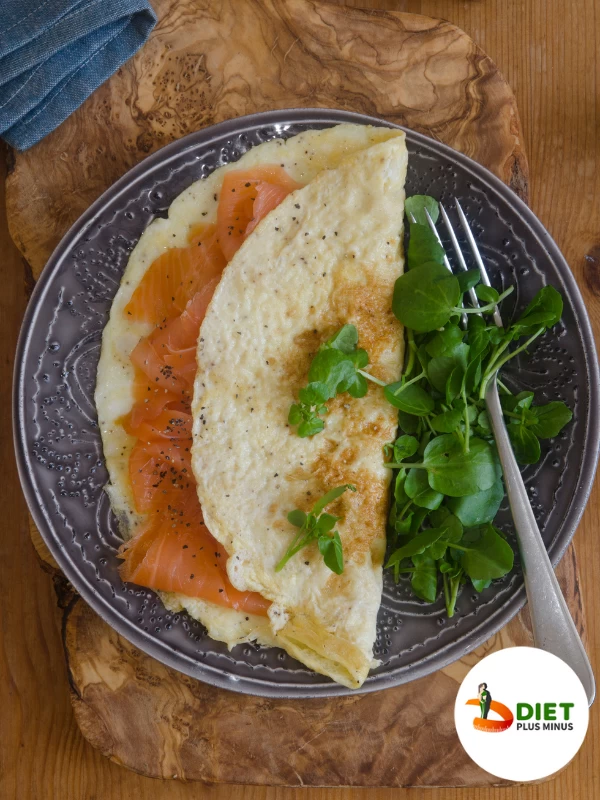 Watercress and salmon omelette