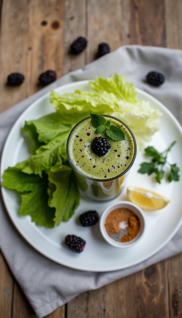 Lettuce and blackberries green smoothie