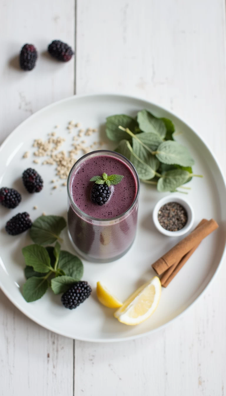 Amaranth and blackberries green smoothie