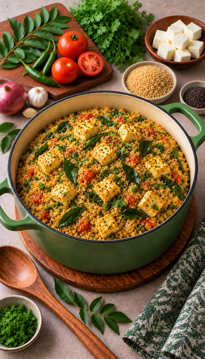 One-Pot Curry Leaf Paneer Dalia