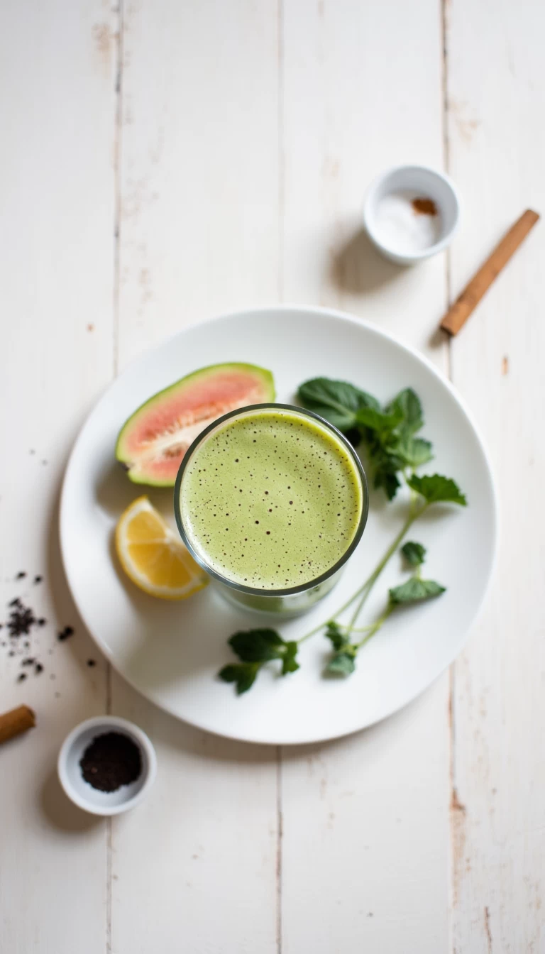 Amaranth and guava green smoothie