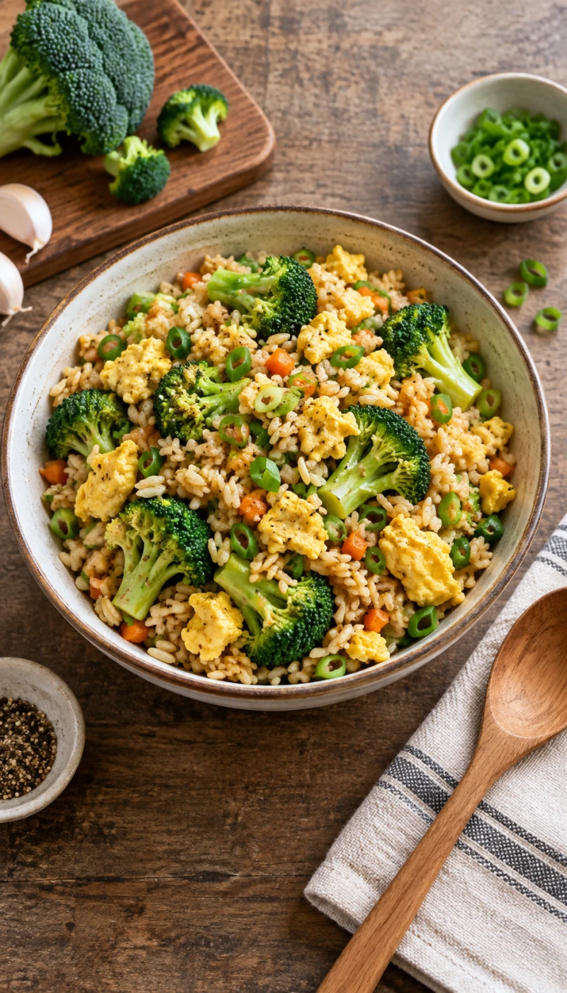 Broccoli Egg Fried Brown Rice