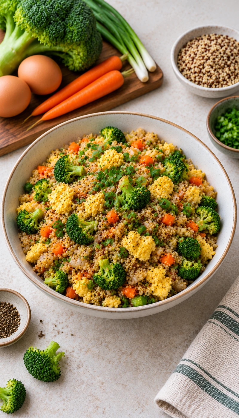 Broccoli Egg Fried Quinoa