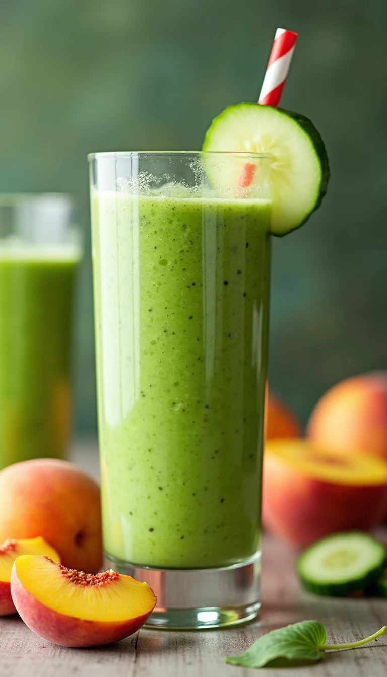 Cucumber and peach green smoothie