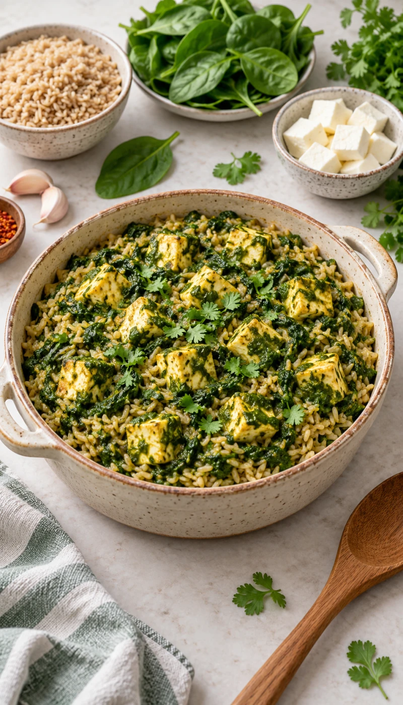 One-Pot Palak Paneer Brown Rice