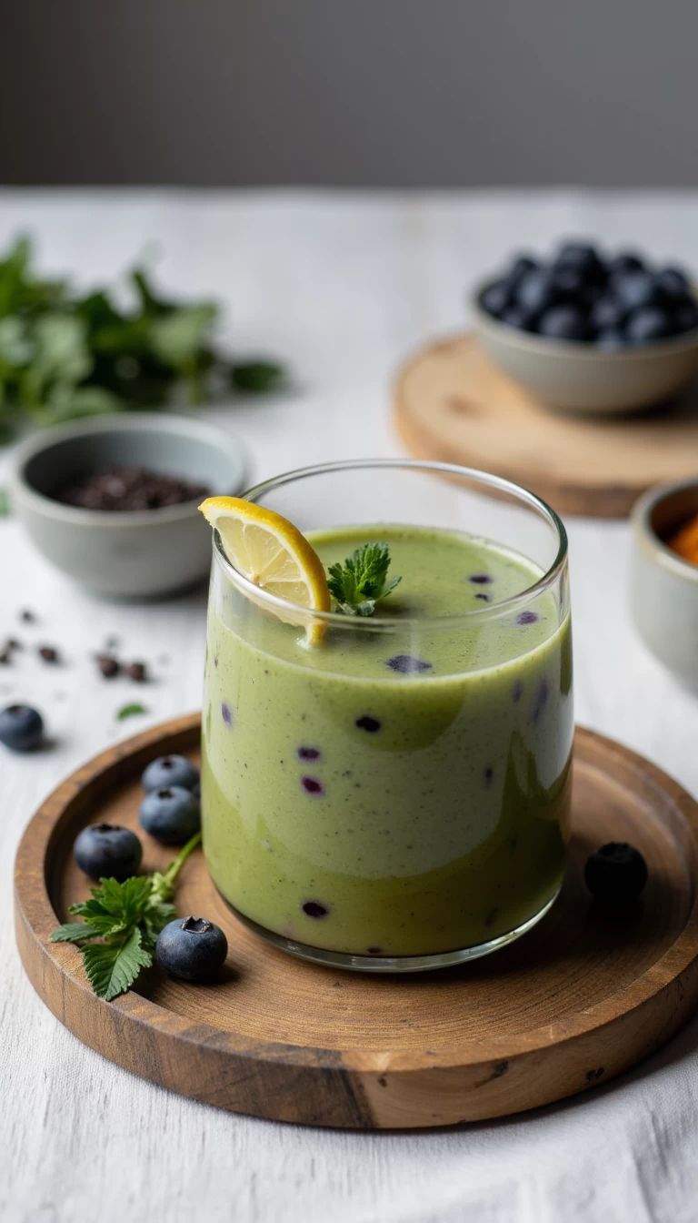Blueberries and bathua green smoothie